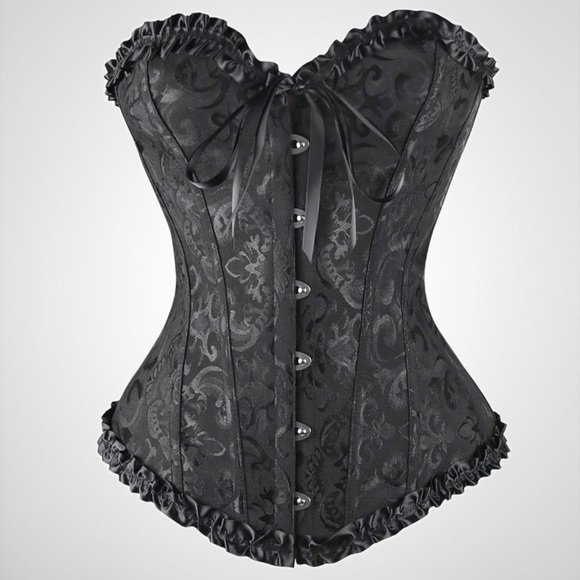 Elegant Black Brocade Corset - Picture 2 of 8